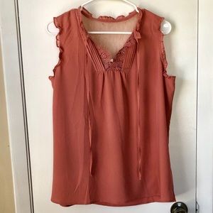 Sleeveless Blouse with Lace Detail
